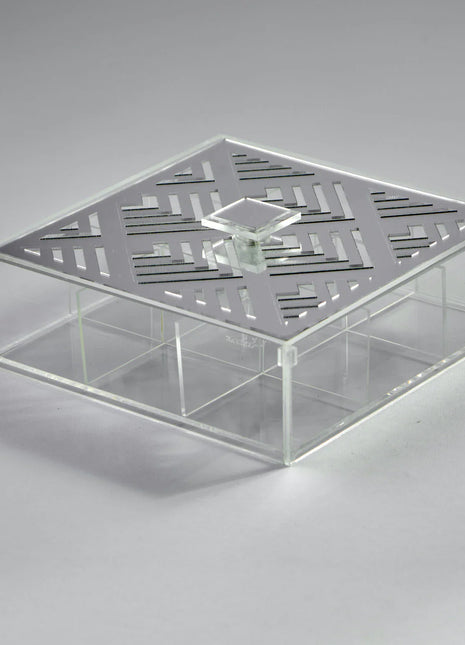 Zee Designs Plexi Glass Geometric 9-Compartments Tea Box