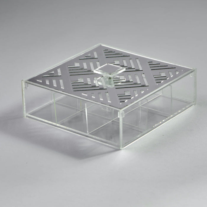 Zee Designs Plexi Glass Geometric 9-Compartments Tea Box