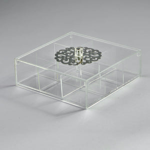 Zee Designs Plexi Glass Plated 9-Compartments Tea Box