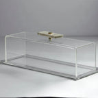 Transparent Tray with Silver Frame / Beige Marble Knob