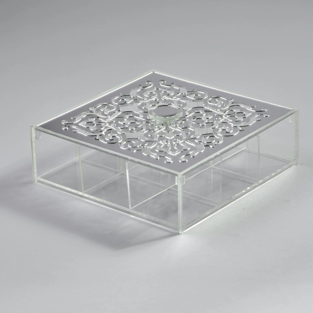 Zee Designs Plexi Glass Motif 9-Compartments Tea Box