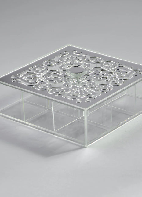 Zee Designs Plexi Glass Motif 9-Compartments Tea Box