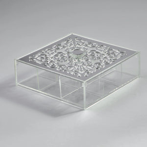 Zee Designs Plexi Glass Motif 9-Compartments Tea Box