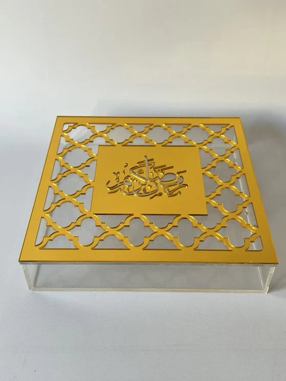 Zee Designs Plexi Glass Moroccan Ramadan Kareem Large Squared Box