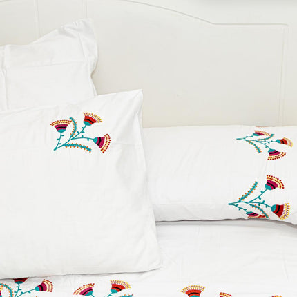 J Linens Embroidery Egyptian Flat Sheet Set