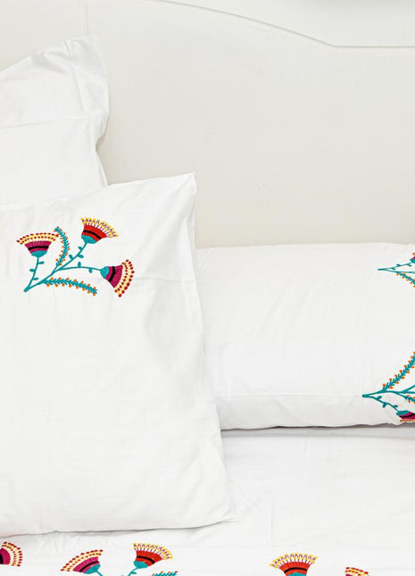 J Linens Embroidery Egyptian Flat Sheet Set