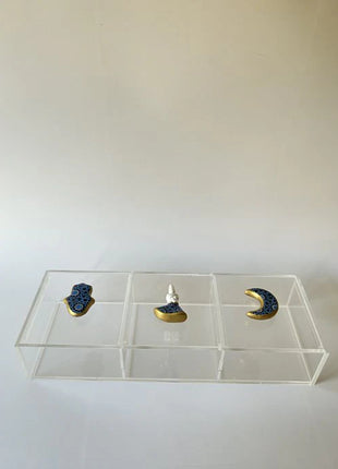 Zee Designs Plexi Glass Bleu-Blanc Porcelain Knob Box