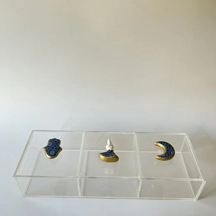 Zee Designs Plexi Glass Bleu-Blanc Porcelain Knob Box