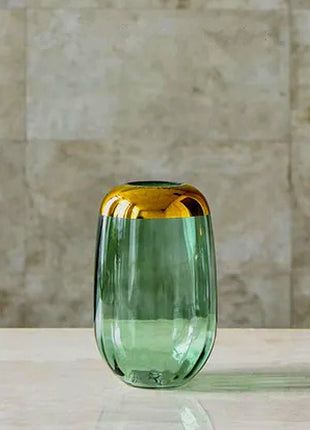 Cabin Corner Green Vase with Gold Plated Neck (12K)