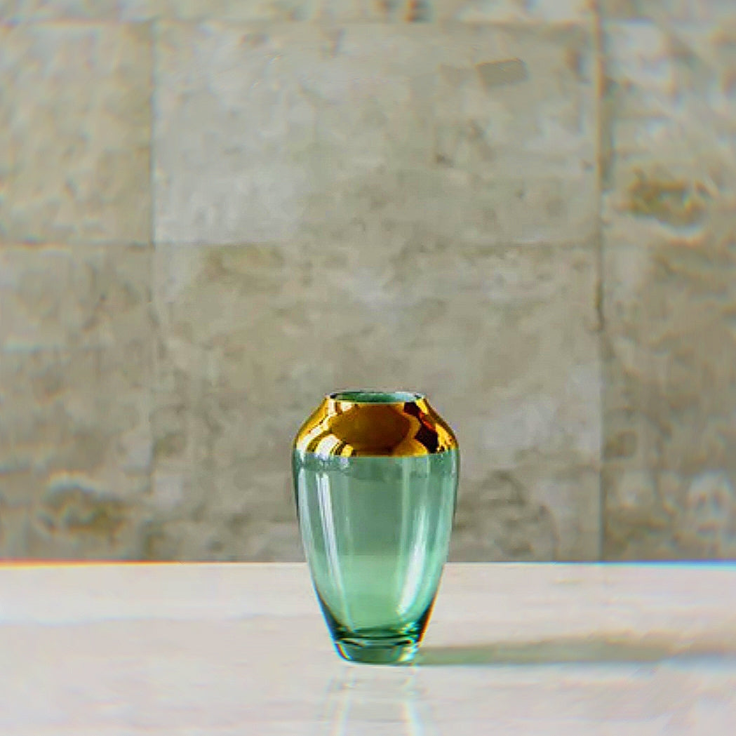 Cabin Corner Green Vase with Gold Plated Neck (12K)