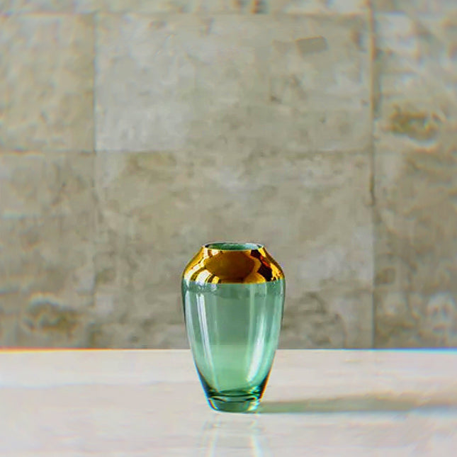 Cabin Corner Green Vase with Gold Plated Neck (12K)