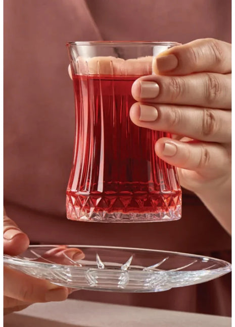 Pasabahce Elysia Tea Glass & Saucer Set - 6 pieces, 170ml