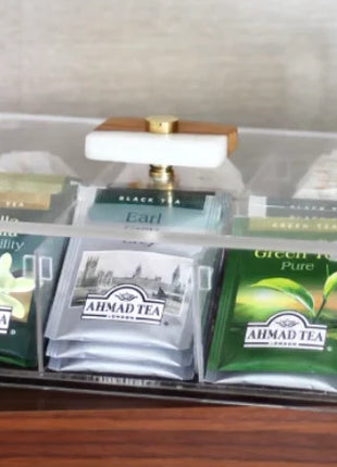 Zee Designs Plexi Glass Wooden Knob Tea Box