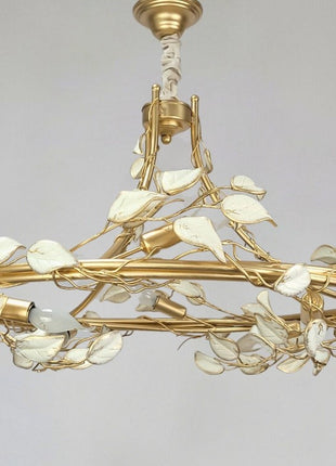 T.Art Gallery 8 Lamps Round Tree Leaves Chandelier