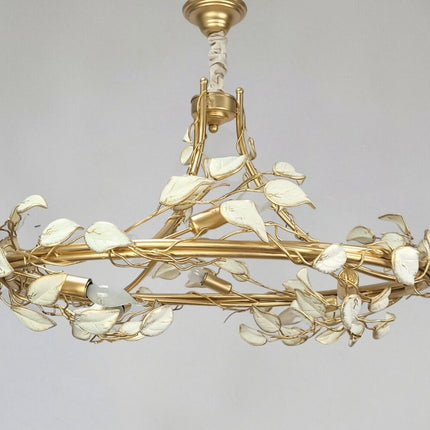 T.Art Gallery 8 Lamps Round Tree Leaves Chandelier