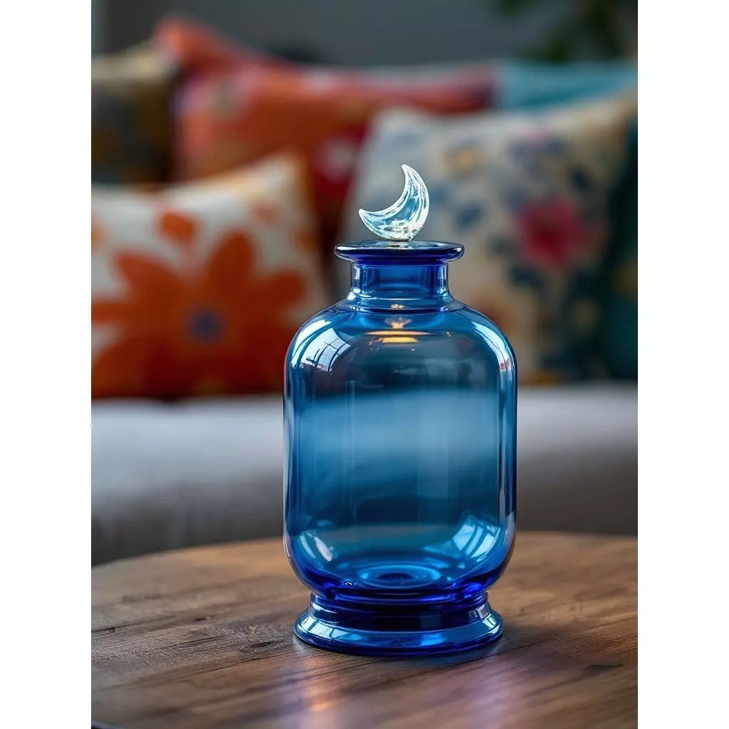 Cabin Corner Blue Glass Lantern