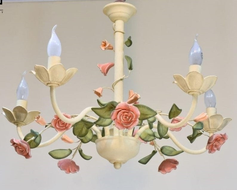 T.Art Gallery 5 Lamps Rose Chandelier