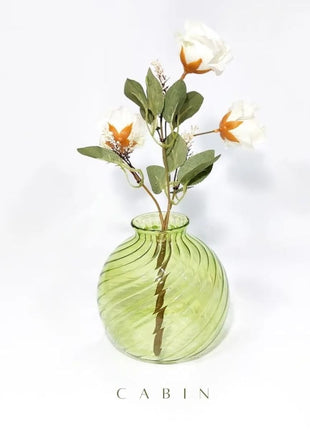 Cabin Corner Green Yellowish Pyrex Vase.