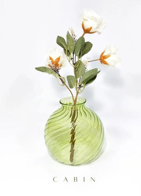 Cabin Corner Green Yellowish Pyrex Vase.