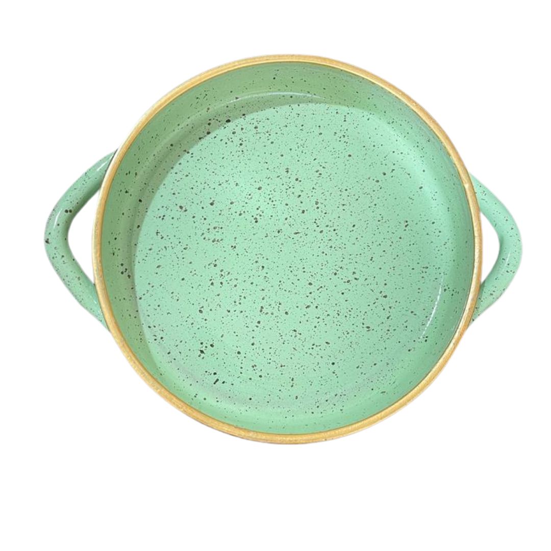 Pottery Tajin Mint Green with Gold Rim 25 cm