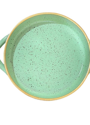 Pottery Tajin Mint Green with Gold Rim 25 cm