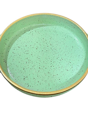 Pottery Tajin Mint Green with Gold Rim 25 cm