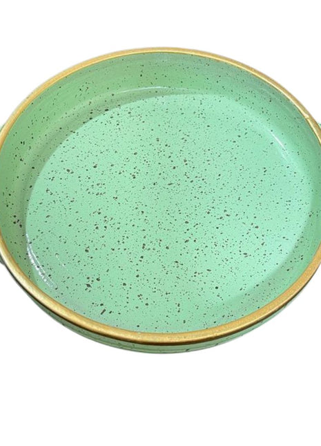 Pottery Tajin Mint Green with Gold Rim 25 cm