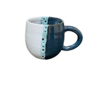 Pottery Mug / White and Dark Teal