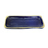 Pottery Rectangular Dark Blue Serving Platter with Gold Rim