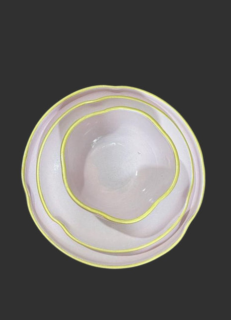 Pottery Light Lilac Set with Gold Rim