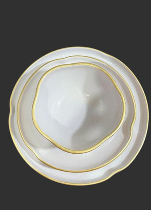 Pottery Off White Set with Gold Rim
