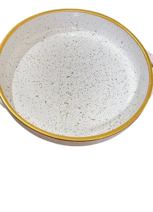 Pottery Tajin Off White Granulated with Gold Rim 25 cm