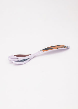 Bright Designs Melamine Square Serving Bowl (L 26cm W 26cm H 9cm) Black Mondo with Fork & Spoon 3 Pieces