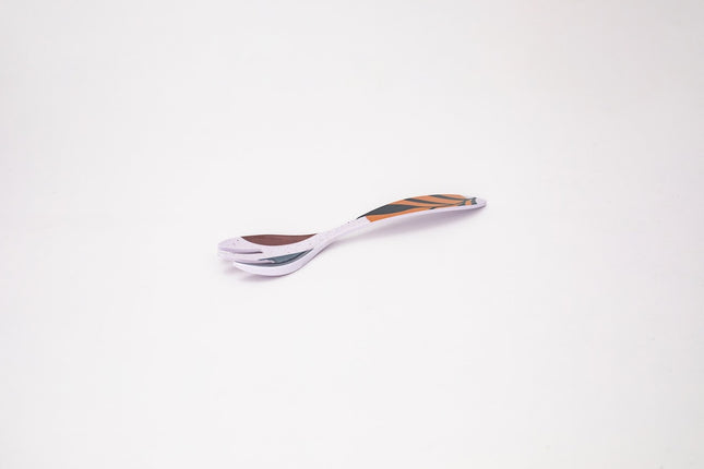 Bright Designs Melamine Square Serving Bowl (L 26cm W 26cm H 9cm) Black Mondo with Fork & Spoon 3 Pieces