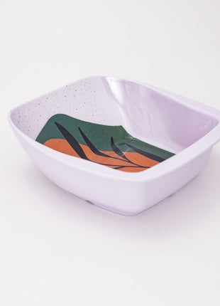 Bright Designs Melamine Square Serving Bowl (L 26cm W 26cm H 9cm) Black Mondo with Fork & Spoon 3 Pieces