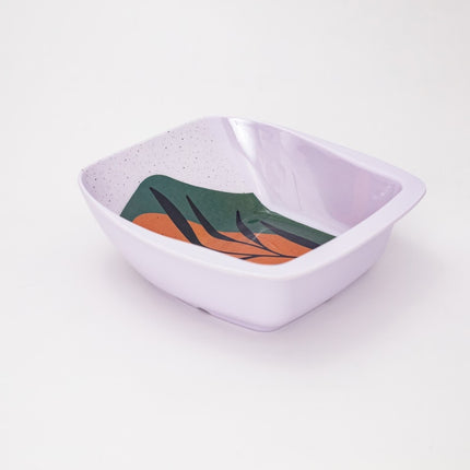 Bright Designs Melamine Square Serving Bowl (L 26cm W 26cm H 9cm) Black Mondo with Fork & Spoon 3 Pieces