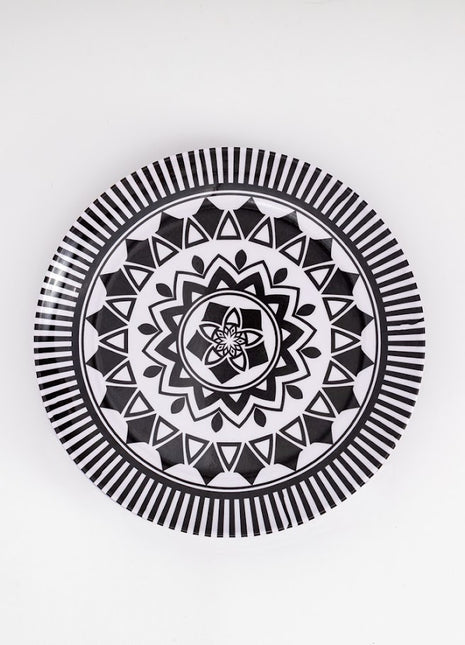 Bright Designs Melamine Dinner Plate 6 Pieces (D 26cm) Black & White