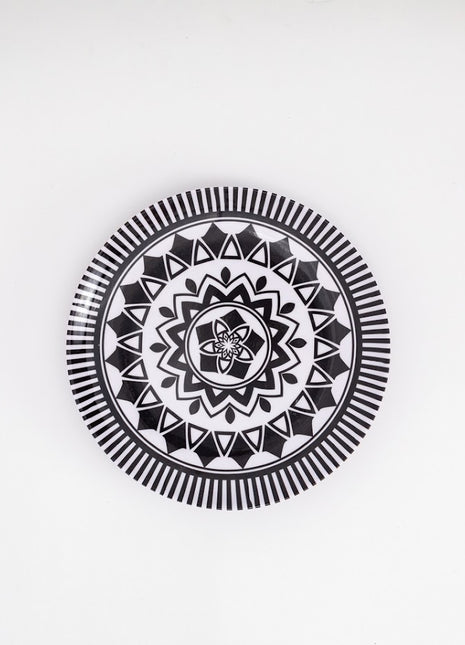 Bright Designs Melamine Dinner Plate  6 Pieces (D 22cm) Black & White