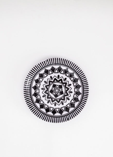 Bright Designs Melamine Small Plate 6 Pieces (D 18cm) Black & White