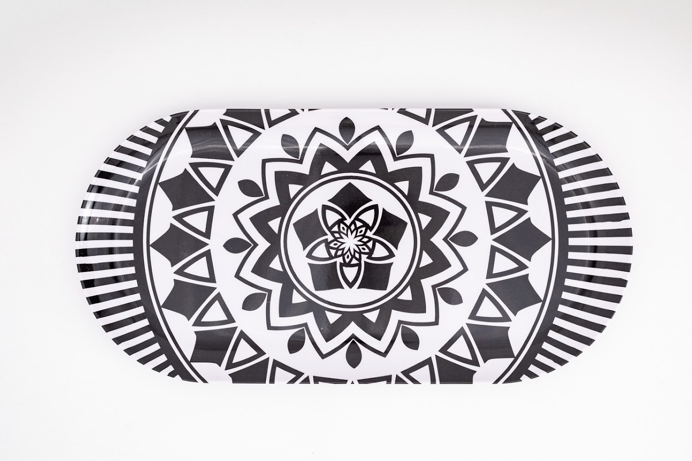 Bright Designs Melamine Serving Platter set of 2 Pieces (L 52 cm W 26 cm) Black & White