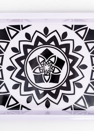 Bright Designs Melamine Rectangle Tray 1 Pieces (L 55cm W 35cm) Black & White