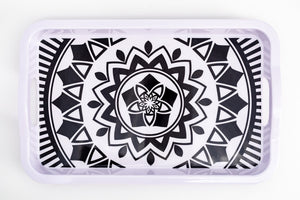 Bright Designs Melamine Rectangle Tray 1 Pieces (L 55cm W 35cm) Black & White