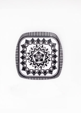 Bright Designs Melamine Small Plate 6 Pieces (L 18cm W 18cm) Black & White