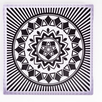 Bright Designs Melamine Matt Square Tray 1 Pieces (L 38cm W 38cm) Black & White