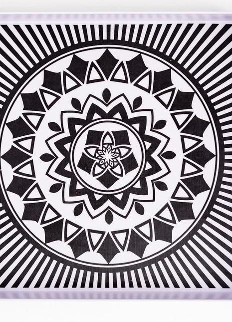 Bright Designs Melamine Matt Square Tray 1 Pieces (L 38cm W 38cm) Black & White