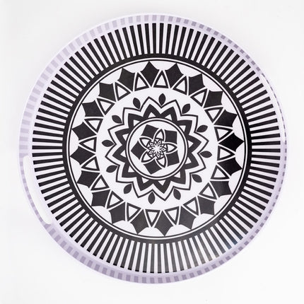 Bright Designs Melamine Round Tray 1 Pieces (D 38cm) Black & White