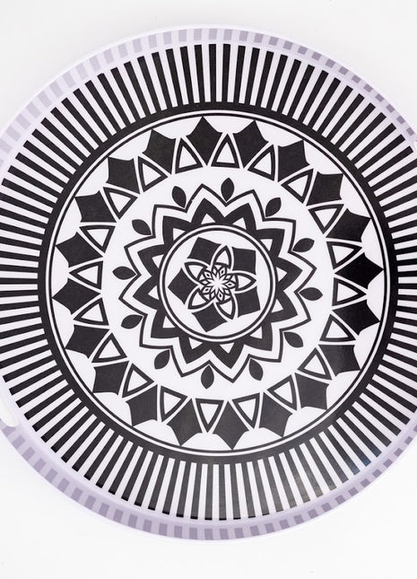 Bright Designs Melamine Round Tray 1 Pieces (D 38cm) Black & White