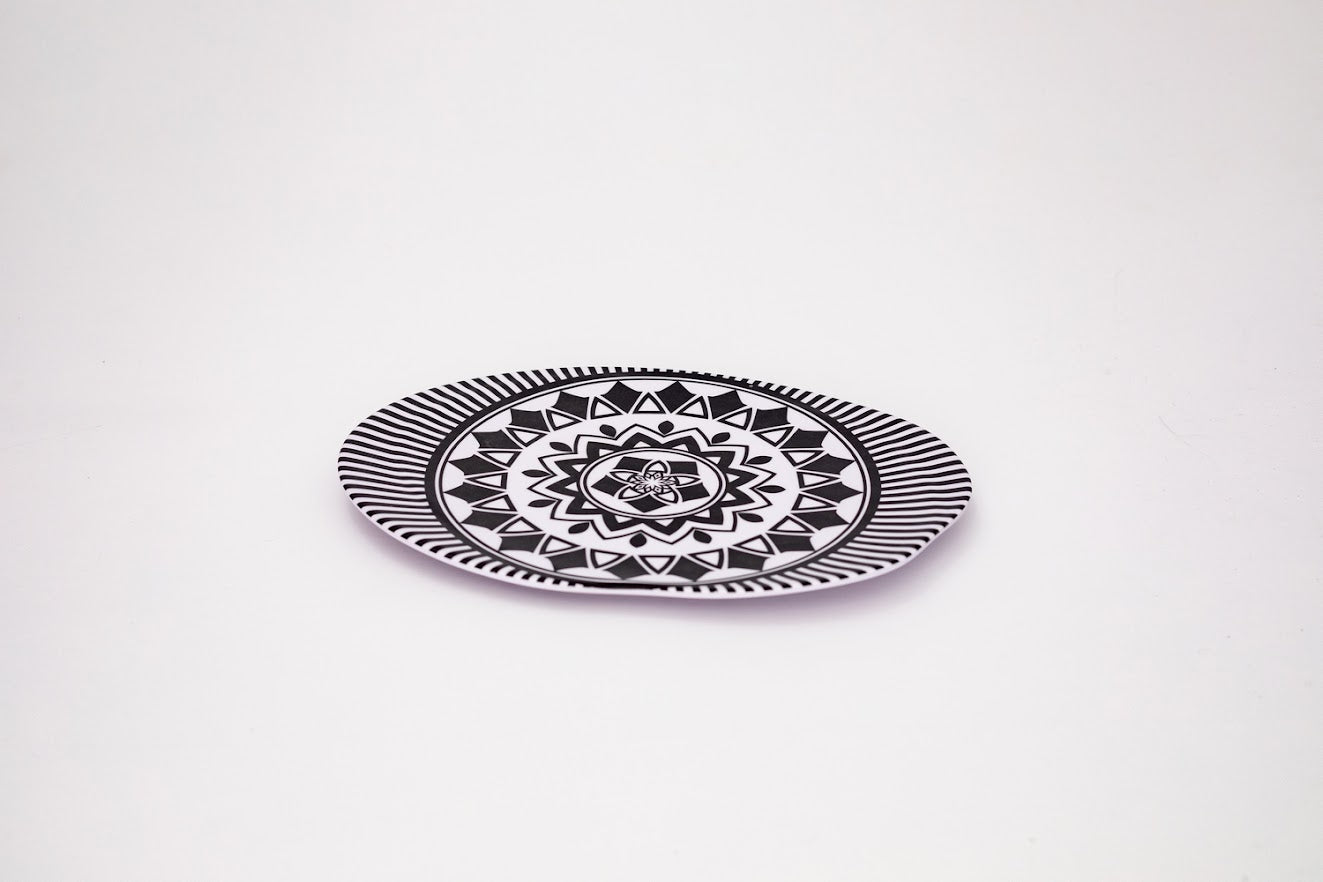 Bright Designs Melamine Matt Dinner Plate 6 Pieces (30 cm )Black & White