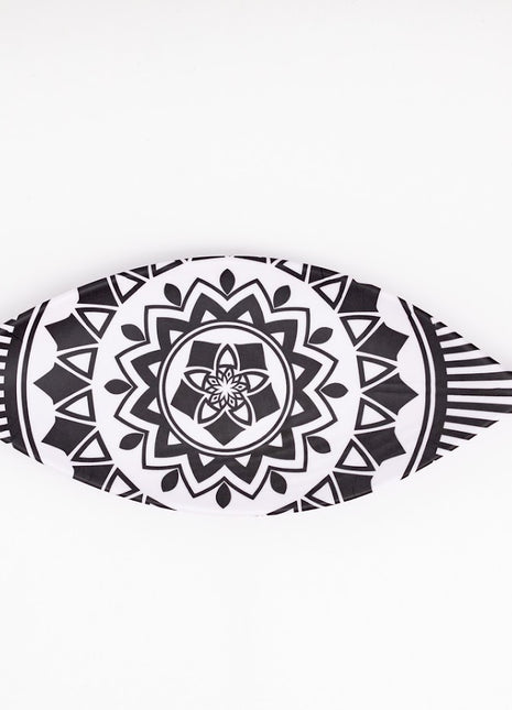 "Bright Designs Melamine Matt Leaf Serving Plate 2 Pieces (L 36cm W 15cm) Black & White