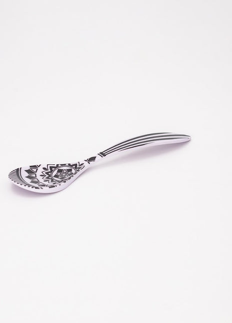 Bright Designs Melamine Square Serving Bowl 3pieces (L 26cm W 26cm H 9cm) Black & White with Fork & Spoon